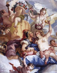 Military Genius Taken Up Into Olympus (detail) — Johann Michael Rottmayer