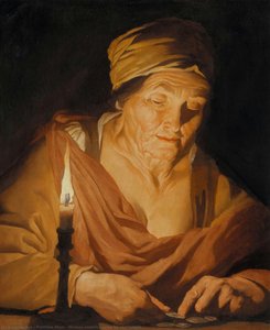 Woman Counting Coins By Candlelight — Matthias Stom