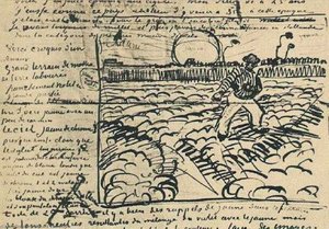 Sower With Setting Sun Letters — Vincent Willem Van Gogh