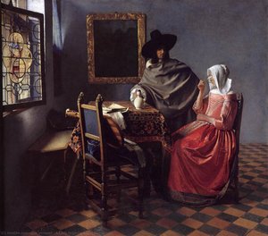 A Lady Drinking and a Gentleman