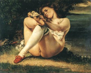 Žena V Bílých Punčochách — Gustav Courbet