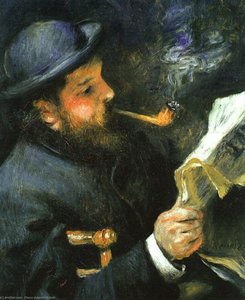 Claude Monet Reading, Oil On Canvas, Musée Marm — Pierre-auguste Renoir