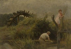 Agricultural Workers Cutting Rushes — Edgar Barclay