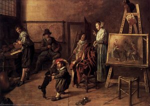 Painter In His Studio, Painting A Musical Company — Jan Miense Molenaer
