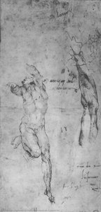 Male Nude And Arm Of Bearded Man — Michelangelo Morlaiter