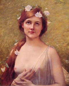 Young Woman With Morning Glories In Her Hair — Jules Joseph Lefebvre