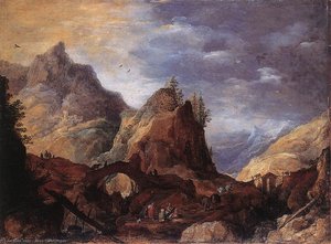 Mountain Scene With Bridges — Joos De Momper