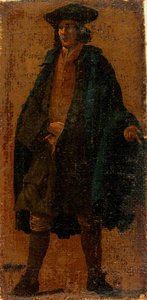 A Man Wearing A Blue Cloak — Luca Carlevaris