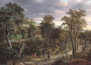 Figures And Animals In A Rural Landscape — Joseph Francis Gilbert