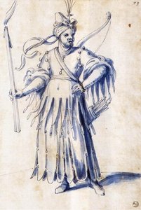 Costume Drawing For A Female Figure With Torch — Giuseppe Arcimboldo