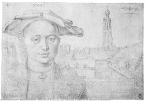 Ritratto Di Un Uomo Di Ventiquattro Anni E Veduta Di San Michele Ad Anversa — Albrecht Dürer