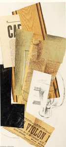 Vaso, Jarra Y Periódicos, Basilea Privado — Georges Braque