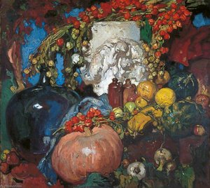 Still Life Fruit And Flagons — Frank Brangwyn