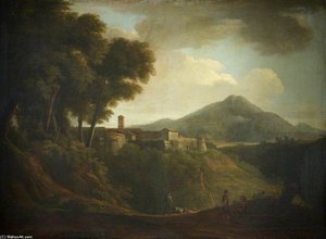 Italianate Landscape With A Distant Town And A Mountain — George Washington Thomas Lambert