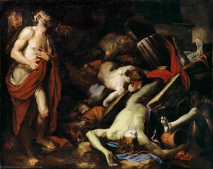 Job And His Children — Domenico Piola