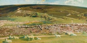 Výhled Na Exmoor – Ovce U Zdí — Alfred Munnings