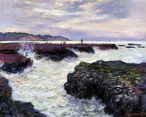The Rocks Near Pourville At Ebb Tide — Claude Monet
