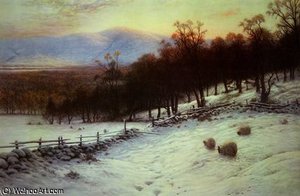 Snow Covered Fields With Sheep — Joseph Farquharson