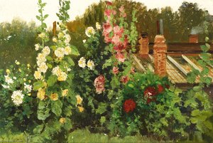 Hollyhocks — Konstantin Kryzhitsky