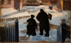 Michael Ancher On His Way To His Studio Accompanied By The Organist Helene Christensen — Anna Kirstine Ancher