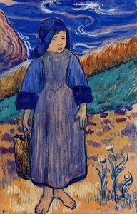 Giovane Bretonne Sulla Spiaggia — Eugène Henri Paul Gauguin