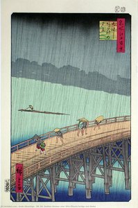 58 (52) Sudden Shower Over Shin-ōhashi Bridge And Atake — Ando Hiroshige