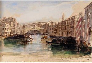 The Grand Canal Looking Towards The Rialto Bridge, Venice — Edward Lear