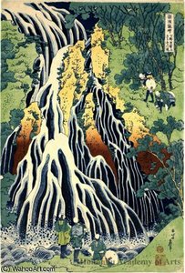 Kirifuri Waterfall Pe Muntele Kurokami În Shimotsuke Provincia — Hokusai