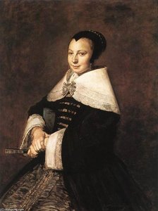 Portrait Of A Seated Woman Holding A Fan — Frans Hals I