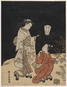 Young Man And Woman Hunting For Insects At Night — Suzuki Harunobu