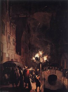 Celebration By Torchlight On The Oude Delft — Egbert Van Der Poel