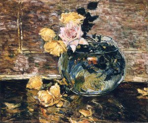 Roses In A Vase — Frederick Childe Hassam