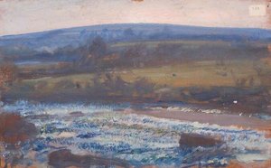 Brightworthy Ford, Withypool, Exmoor (verso) — Alfred Munnings