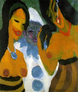 Women And A Pierrot — Emile Nolde