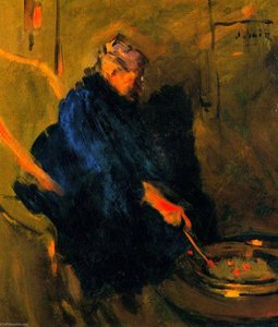 La Madre Del Artista Removiendoel Brasero — Joaquim Mir