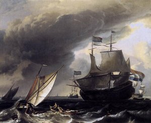 Dutch Vessels On The Sea At Amsterdam — Ludolf Backhuysen I