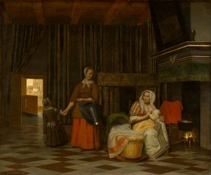 Woman And Child With Serving Maid — Питер Де Хух