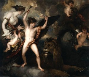 Omnia Vincit Amor Or The Power Of Love In The Three Elements — Benjamin West