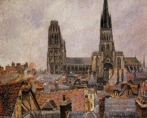 I Tetti Della Vecchia Rouen (la Cattedrale) — Camille Pissarro