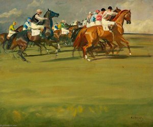 Aufbruch Zum Start, Newmarket, Suffolk — Sir Alfred James Munnings