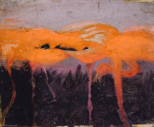 Red Flamingoes, Study For Book Concealing Coloration In The Animal Kingdom — Abbott Handerson Thayer