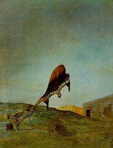 Schädel Mit Seinem Lyrischen Anhang, Der Auf Einem Nachttisch Lehnt, Der Die Genaue Temperatur Eines Cardinals Nestes Haben Sollte, 1934 — Salvador Dalí
