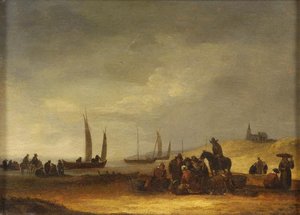 Fishermen On The Beach Of Scheveningen — Egbert Lievensz Van Der Poel