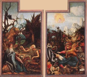 La Visita De San Antonio A San Pablo Y La Tentación De San Antonio — Matthias Grünewald