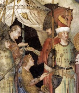 Saint Martin Renounces His Weapons (detail) — Simone Martini