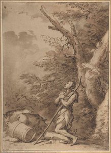 The Prodigal Son Kneeling Repentant Among Swine — Salvator Rosa