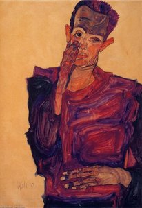 Autoportrait Avec La Main Sur Le Visage — Egon Schiele