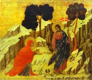 Maestó (spatele, Panoul Central), Noli Me Tangere — Duccio Di Buoninsegna