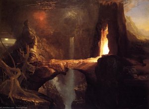 Expulsion. Moon And Firelight — Thomas Cole