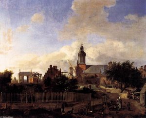 Amsterdam: Street Before Haarlem Tower — Jan Van Der Heyden